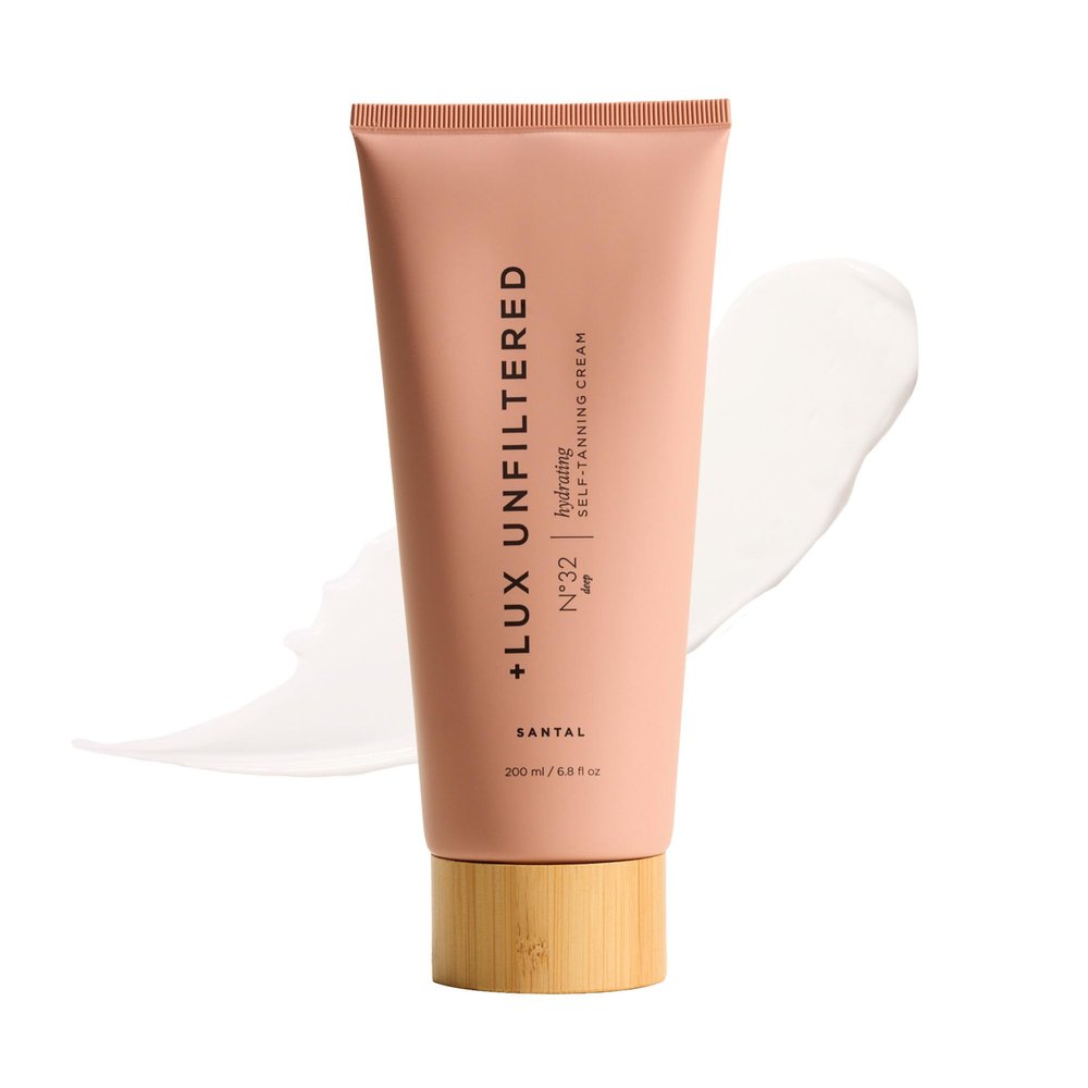 + Lux Unfiltered N32 Deep Gradual Self Tanner, Hydrating Self Tanning Lotion with Shea Butter & Squalane - Non-Sticky, No Transfer, Natural-Looking Tan - Vegan & Cruelty-Free Sunless Tanner - Santal