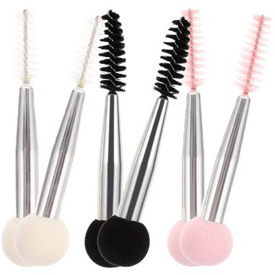 Beavorty 6pcs Double- Makeup Sponge Brush for Eyebrows and Eyelashes for Foundation and Mascara Application Versatile White and Black Colors