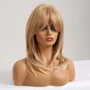 MAGQOO Strawberry Blonde Wig Women Shoulder Length Ombre Blonde Wig with Bangs Blonde Layered Wigs Synthetic Heat Resistant view 2