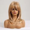 MAGQOO Strawberry Blonde Wig Women Shoulder Length Ombre Blonde Wig with Bangs Blonde Layered Wigs Synthetic Heat Resistant view 3