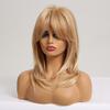 MAGQOO Strawberry Blonde Wig Women Shoulder Length Ombre Blonde Wig with Bangs Blonde Layered Wigs Synthetic Heat Resistant view 4