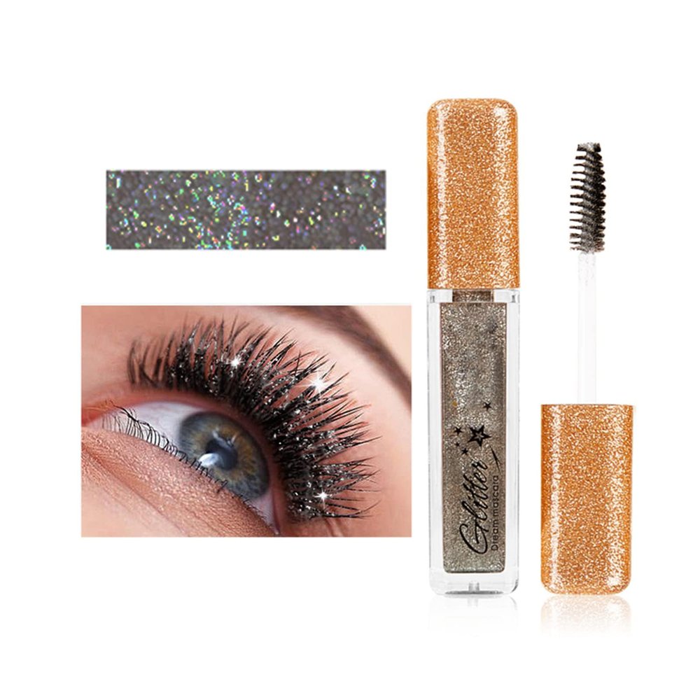 Colored Mascara: Waterproof, Long Lasting Sparkle Diamond - Smudge-proof, Lengthening, Defining, Curling, Volume - Color Glitter - Makeup Party Stage Use (#05 Black)
