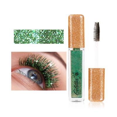 MIESCHER Green Mascara for Eyelashes - Waterproof, Long Lasting, Sparkle Diamond, Smudge-proof, Lengthening, Defining, Volume Color Glitter Makeup for Party and Stage Use (#02 Green)
