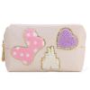 Dripykiaa Preppy Patch Small Toiletry Bag Cartoon Leather Makeup Bag with Double Zipper Gift for Women and Teenage Girls for Disney World Essentials view 1