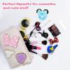 Dripykiaa Preppy Patch Small Toiletry Bag Cartoon Leather Makeup Bag with Double Zipper Gift for Women and Teenage Girls for Disney World Essentials view 4