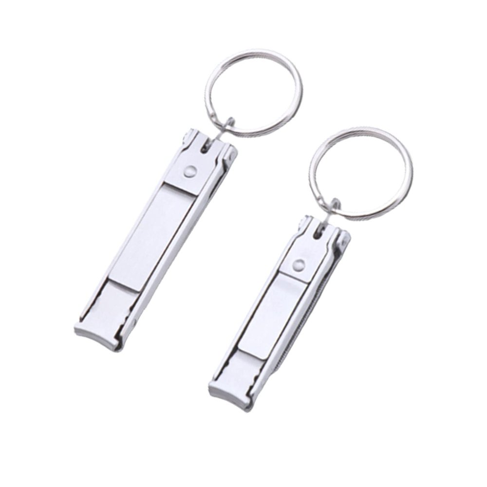 2 Pcs Multi Nail Clipper Ultra-Thin Portable Nail Cutter with Key Ring and Nail File Stainless Steel Foldable Manicure Set for Traveling, Home, Office