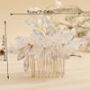Teyglen Floral Flower Wedding Hair Comb Bridal Gold Leaf Crystal Pearl Hair Pieces Side Comb for Bride Dainty Rhinestone Headpieces Hair Accessories for Women Girls view 4