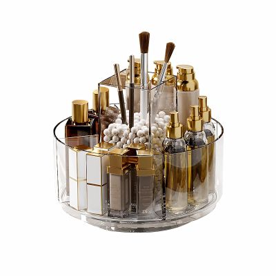 Taiuloo 360 Rotating Makeup Organizer, Lazy Susan Cosmetics Storage Turntable, Round Spinning Brush & Pen Holder, Clear Acrylic Organizer Tray for Vanity, Bathroom, Office Desk