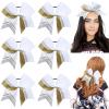 6 PCS 7" Large Glitter Cheer Bows for Cheerleaders, CN Sparkly Hair Bows with Elastic Hair Ties Personalized Accessories for Teens Girls Woman Cheerleading Softball Competition Sports view 1