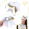 6 PCS 7" Large Glitter Cheer Bows for Cheerleaders, CN Sparkly Hair Bows with Elastic Hair Ties Personalized Accessories for Teens Girls Woman Cheerleading Softball Competition Sports view 4