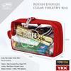 Rough Enough Clear Toiletry Bag Travel Cosmetic Makeup Toothbrush Case Pouch Organizer for Women Men Leakproof Traveling Essentials Red view 2