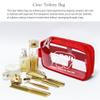 Rough Enough Clear Toiletry Bag Travel Cosmetic Makeup Toothbrush Case Pouch Organizer for Women Men Leakproof Traveling Essentials Red view 3