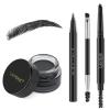 LAVONE Eyebrow Stamp Pencil Kit for Eyebrows, Makeup Brow Stamp Trio Kit with Waterproof Eyebrow Pencil, Eyeliner, Eyebrow Pomade, and Dual-ended Eyebrow Brush - Ash Black view 1