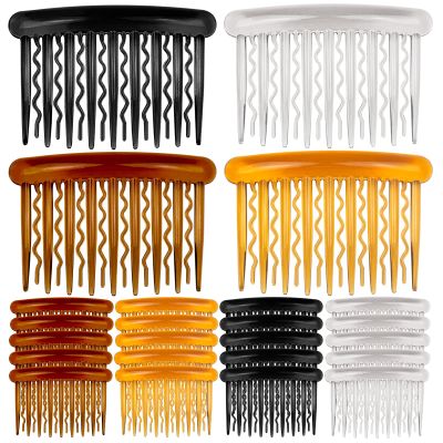 ELANE 24 Pcs Plastic Side Hair Twist Clip with Teeth Hair Accessories Bridal Wedding Veil Comb for Women Girls and Crafts DIY 4 Colors (Black+Light Coffee+Dark Coffee+Clear)
