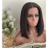 13x4 Yaki Straight Bob Lace Front Human Hair Wigs For Women HD Transparent Lace Front Wig Brazilian Virgin Hair With Baby Hair Glueless Natural Hairline Wig 150% Density 14Inch view 3