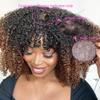 200% Density Ombre Human Hair Wigs Afro Kinky Curly Two Tone Wig With Bangs Brazilian Virgin Human Hair Machine Scalp Top Ombre Bang Wig Glueless For Black Women 20Inch view 3