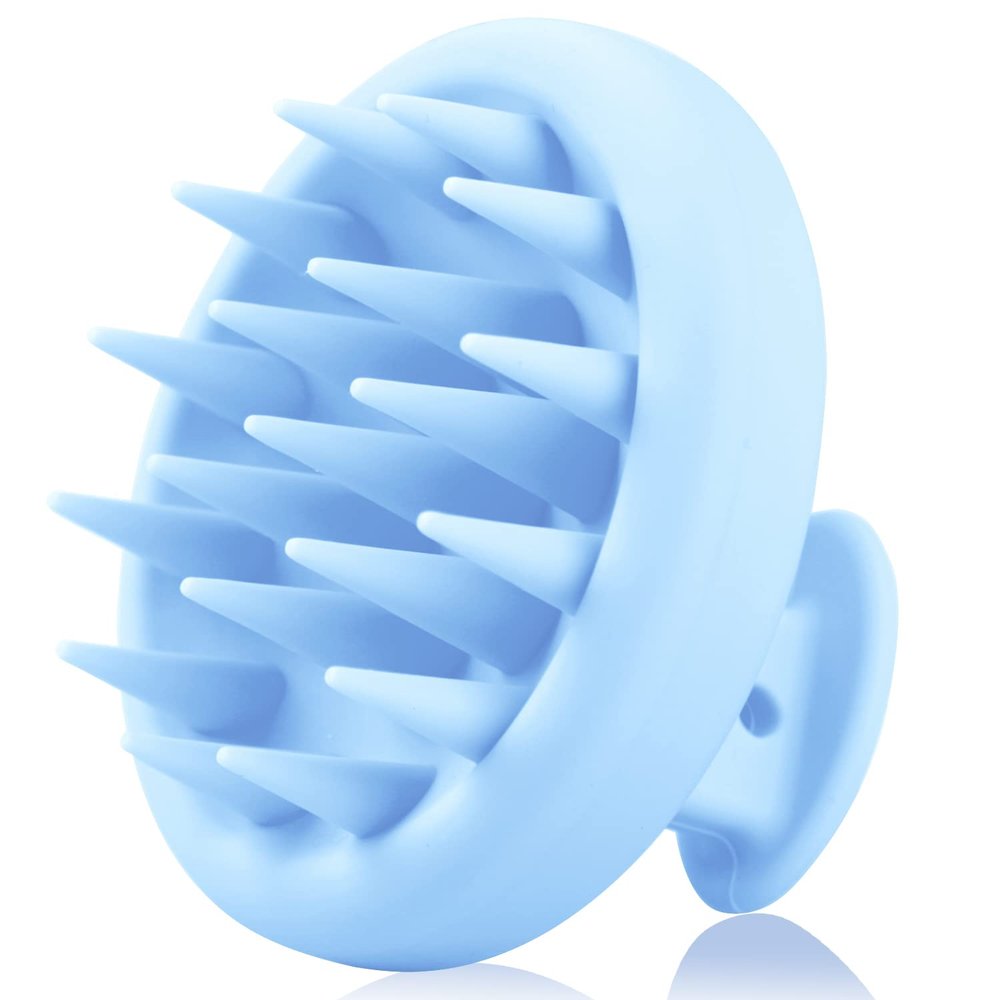 BEAUTLOHAS Silicone Scalp Massager Shampoo Brush, Shower Scrubber with Soft Bristles, Hair Growth & Dandruff Treatment, Wet/Dry Hair Massager for All Hair Types (Blue)