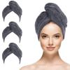 SINLAND Microfiber Hair Drying Cap Hair Towel Turban Twist for Women Fast Drying Towels Head Turban Absorbent Soft Lightweight 3 Pack Grey view 1