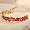 Teyglen Handmade Bridal Full Red Rhinestone Crystal Headband Hair Band for Women Wedding Hair Accessories(Red) view 1