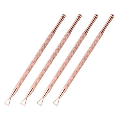 Uonlytech Cuticle Pusher 4Pcs Cuticle Pusher, Stainless Steel Triangle Cuticle Peeler Scraper Remover Pedicure Manicure Tool for Fingernails and Toenails, Rose Gold Cuticle Trimmer