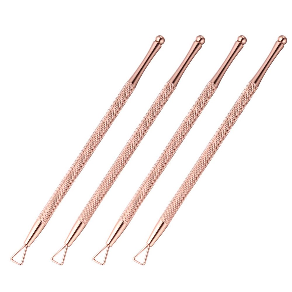 Uonlytech Cuticle Pusher 4Pcs Cuticle Pusher, Stainless Steel Triangle Cuticle Peeler Scraper Remover Pedicure Manicure Tool for Fingernails and Toenails, Rose Gold Cuticle Trimmer