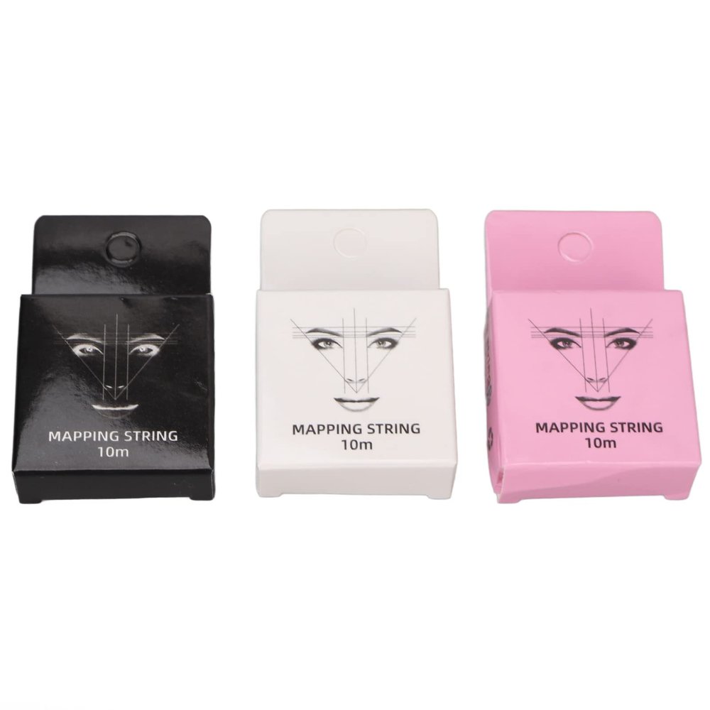 3pcs 32.8ft Microblading String for Brow Mapping Eyebrow Mapping String Measuring Tool for Marking Symmetrical Eyebrows Black White Pink