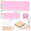 400 Pieces Wax Strips Sticks Kit, Non-Woven Waxing Removal Strips with Wax Applicator Stick for Body Skin Facial Hair Removal Tools(Pink) view 2