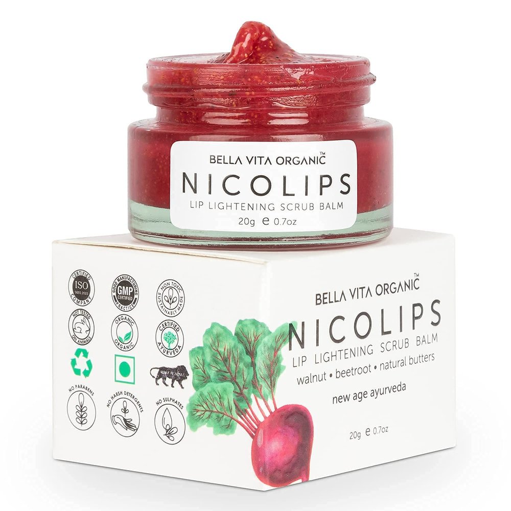 Verem NicoLips Lip Scrub Balm Lightening and Brightening Dark Lips for Men and Women Dry Lips/Smoker/Chapped Lip & Lipstick Stains Removal Lipcare, 20 g