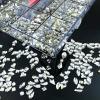 HUETFAT 14 Shaped Clear Nail Rhinestones for Art +6 Size Round Flatback Nails-Silver Charms with Wax Pen view 2
