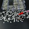 HUETFAT 14 Shaped Clear Nail Rhinestones for Art +6 Size Round Flatback Nails-Silver Charms with Wax Pen view 4