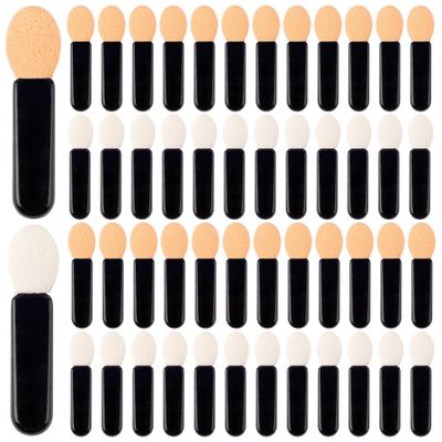 AUEAR, 50 Pack Disposable Eye Shadow Brush Sponge Tipped Oval Makeup Tool Dual Sides Cosmetic Applicator