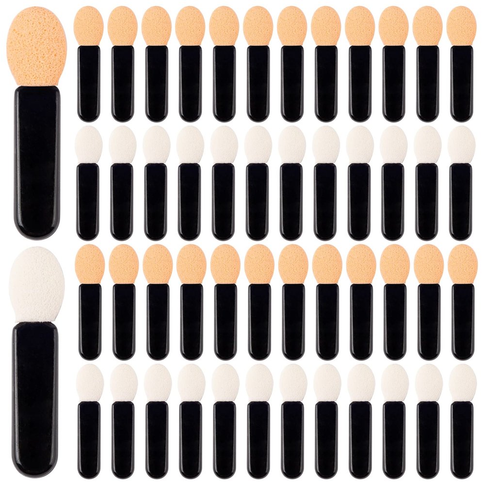 AUEAR, 50 Pack Disposable Eye Shadow Brush Sponge Tipped Oval Makeup Tool Dual Sides Cosmetic Applicator