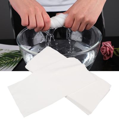 100pcs Wood Pulp Cotton Disposable Towels, Strong Water Absorption Hair Towels, Pearl Texture Skin Friendly Disposable Bath Towel, Disposable Guest Towels for Home Beauty Salon Hotel