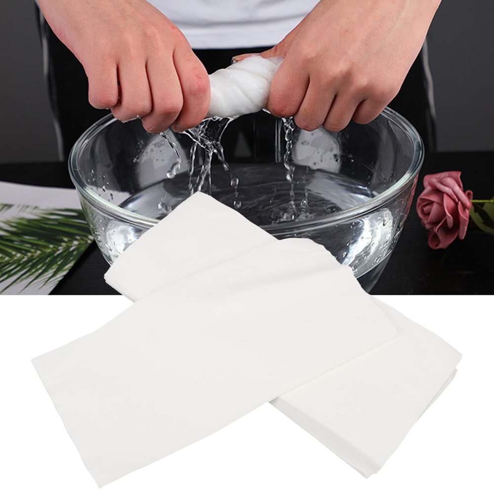100pcs Wood Pulp Cotton Disposable Towels, Strong Water Absorption Hair Towels, Pearl Texture Skin Friendly Disposable Bath Towel, Disposable Guest Towels for Home Beauty Salon Hotel