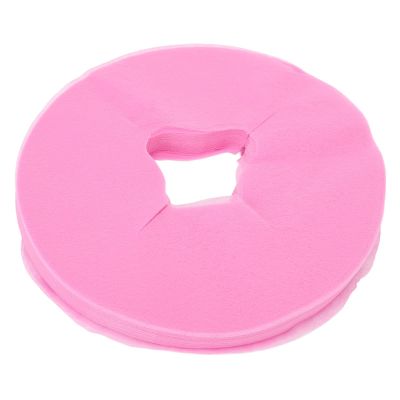 100Pcs Disposable Massage Face Cover, Round Pink Massage Headrest Cover with Hole, Soft Face Cradle Covers with Premium Non Woven, Massage Table Face Cover for SPA Beauty Salon