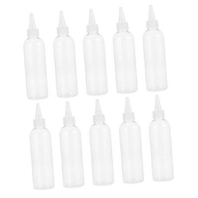 10pcs Lotion Refillable for Dye Oz Perm Top Hair Cap Liquid Pointed Mouth Applicator Bottles Salon Multipurpose Coloring Bottle Cosmetics Color Sub Squeeze Empty Ml