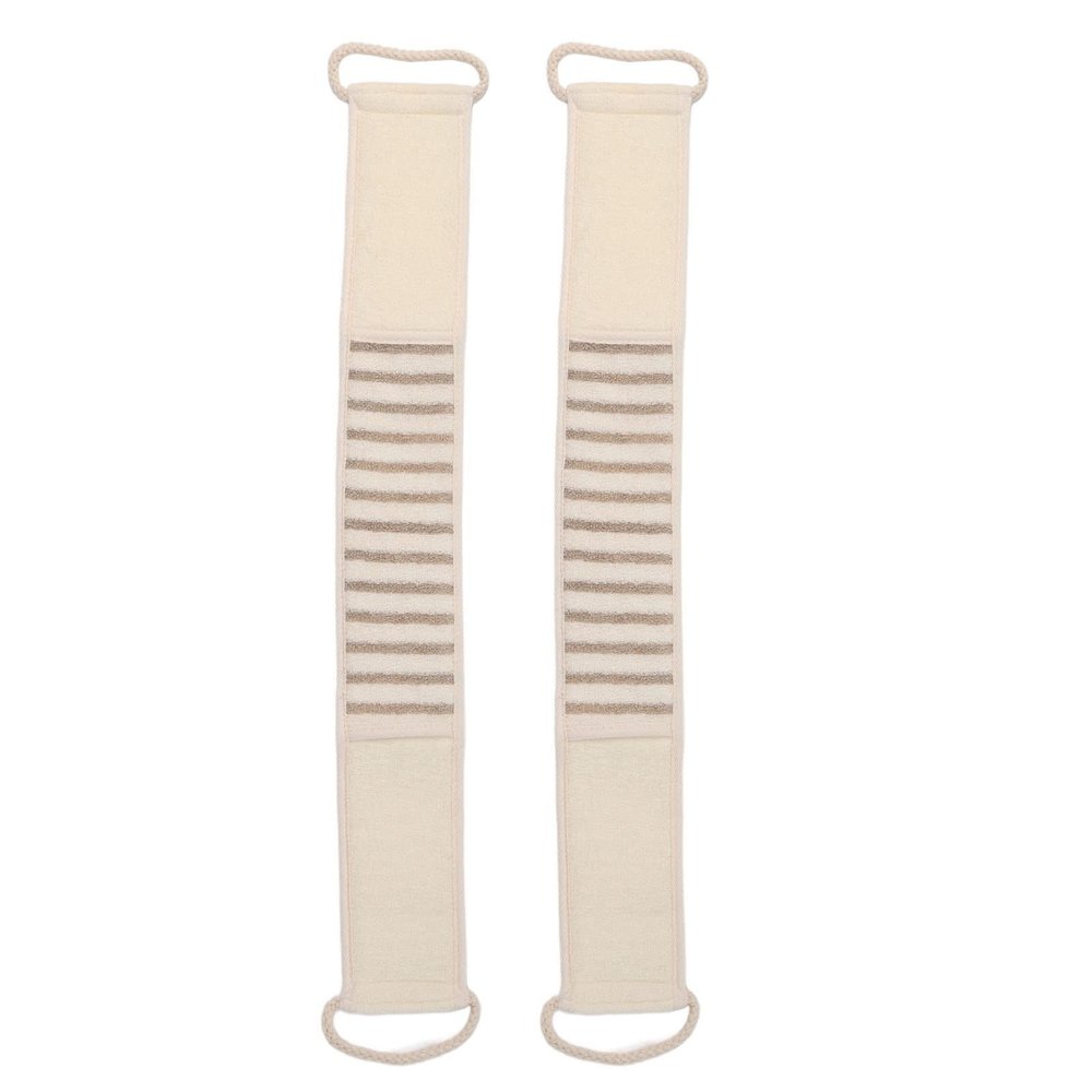2pcs Linen Back Scrubber with Handles, Exfoliating Body Scrubber with Double Sided Texture, Foldable Portable Back Scrubber Strap for Deep Cleaning, Men Women Shower Back Scrubber for Home Bathroom
