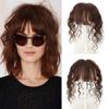 RemeeHi Middle Part Curly Wavy with Flat Bangs Clips in Hair Remy Human Hair Topper Wig Top Piece For Women 20cm Mocha Brown view 1