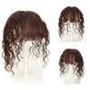RemeeHi Middle Part Curly Wavy with Flat Bangs Clips in Hair Remy Human Hair Topper Wig Top Piece For Women 20cm Mocha Brown view 3