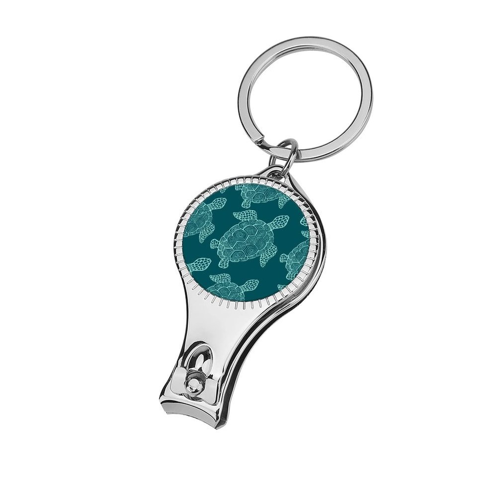 Green Turtle Nail Clipper Portable Metal Nail Cutter with Nail File for Men Women