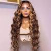 Azedssw Women Ombre 13X4 Lace Frontal Wigs Lace Front Wigs Body Wave Highlight Wig Human Hair Wigs 360 Lace Wig 16 Inch 180 Density view 1