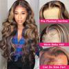 Azedssw Women Ombre 13X4 Lace Frontal Wigs Lace Front Wigs Body Wave Highlight Wig Human Hair Wigs 360 Lace Wig 16 Inch 180 Density view 3