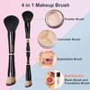 Jilier 4 in 1 Makeup Brush Set with Travel Makeup Brush Holder, Travel Makeup Brushes with Case, Double Sided Makeup Brushes with Silicon Portable Cosmetic Face Brushes Holder view 2