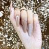 FRUJCDKI 24pcs Black Coffin Press on Nails Long Glossy Fake Nail Art Glitter 3D Rhinestones Designs Ballerina False Nails Artificial Acrylic Full Cover Stick on Nails Tips for Women and Girls view 1