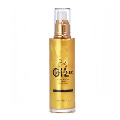 Melemando Shimmer Body Luminizer 5 Color Waterproof Smooth Face Body Glow Illuminator Non-sticky Liquid Body Highlight Illuminator for Face & Body & Leg (80 ML, 02 Gold)