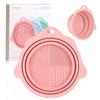 Foldable Silicone Makeup Brush Cleaner Bowl - Etercycle Portable Cleaning Tool for Brushes, Powder Puffs, and Sponges (Pink) view 1
