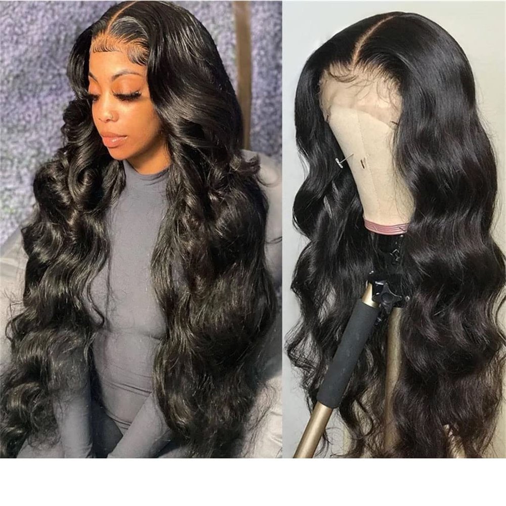 Azedssw 13X4 Transparent Lace Frontal Wig Brazilian Body Wave Lace Front Wig Human Hair Lace Frontal Closure Wigs For Women 13X4 Frontal Wig 24 Inch 180Density