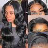 Azedssw 13X4 Transparent Lace Frontal Wig Brazilian Body Wave Lace Front Wig Human Hair Lace Frontal Closure Wigs For Women 13X4 Frontal Wig 24 Inch 180Density view 4