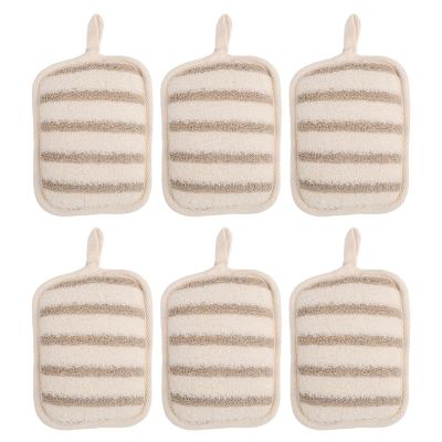 6pcs Exfoliating Sponge Pads, Deep Cleaning Bath Gloves for Dead Skin Removal, Durable Linen Bath Pad for Men Women Skin Care, Double Sided Shower Scrubber Pad for Home Travel Hotel