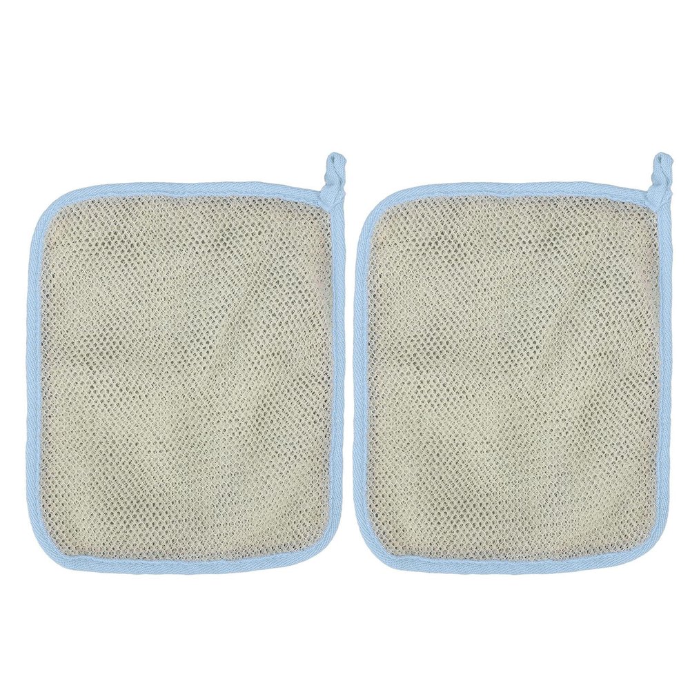 2 Pcs Men Women Nylon Bath Cloth, Exfoliating Bath Cloth with Fine Mesh, Dual Sided Face Bath Towel for Skin Deep Cleaning, Multifunctional Exfoliating Towel for Face Body(Blue)